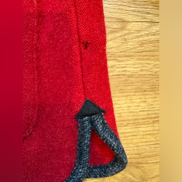 Vintage L.L. Bean Women's Red Boiled Wool Button Front Blanket Coat *Flawed* - Picture 9 of 12